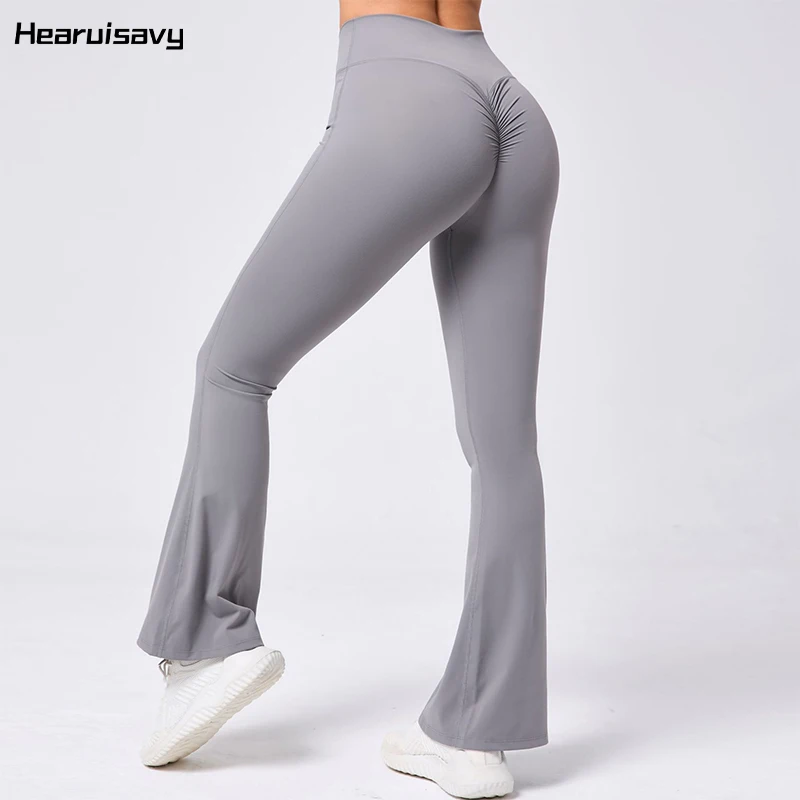 

Hearuisavy Casual Push Up Flared Pants Women Fitness Workout Sports Latin Dancing Pants High Waist Yoga Bell-Bottomed Trousers