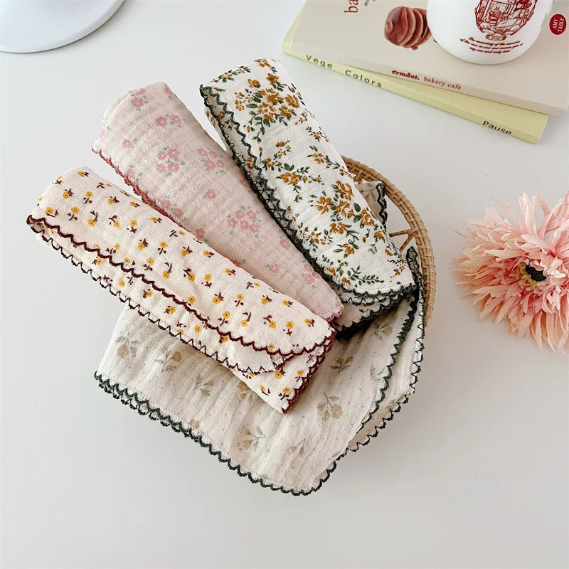 4Pcs Printing Towel Baby Face cloth Bath Towel Handkerchief Cotton Burp Cloth Soft Absorbent Gauze Kindergarten Washcloth 30cm