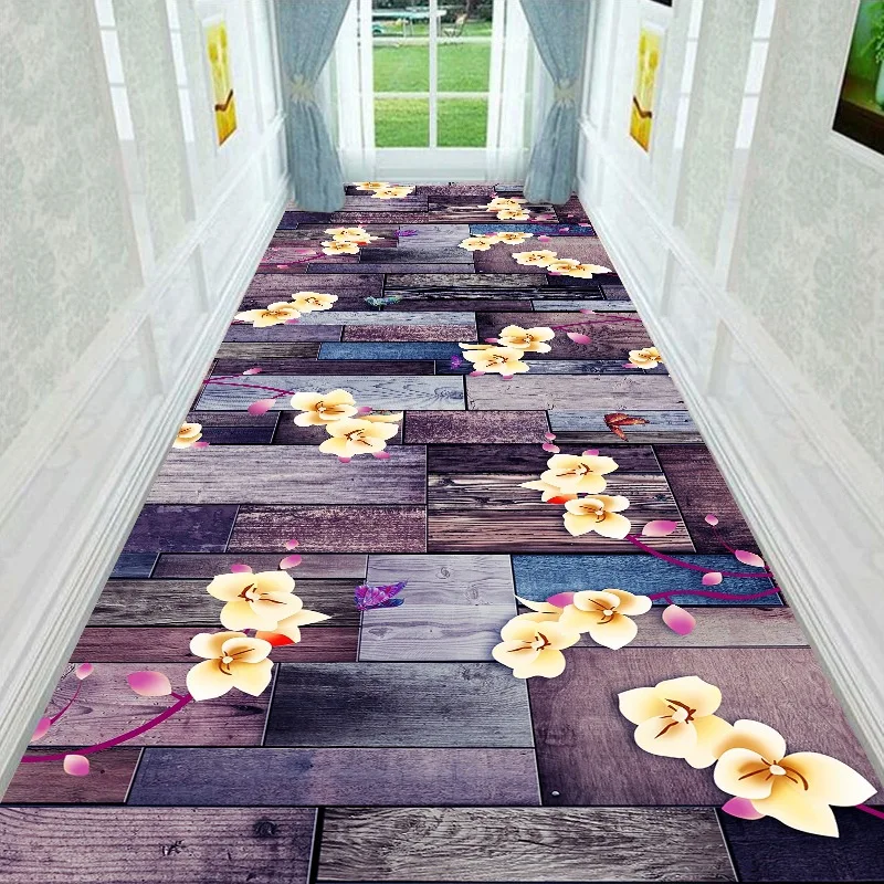 

Floral 3D Carpets Long Corridor Hallway Rug Flower Print Board Living Room Area Rug Kitchen Bedroom Decor Floor Rug Doormat