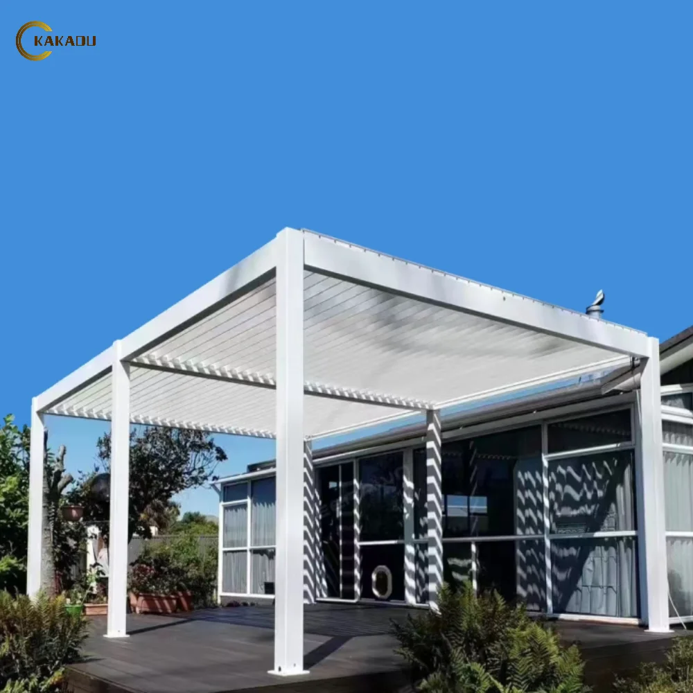 KAKADU Bioclimatic Retractable Louvered Aluminum Pergola Arches Bridge Type with Eco-Friendly Powder Coated Frame Finishing