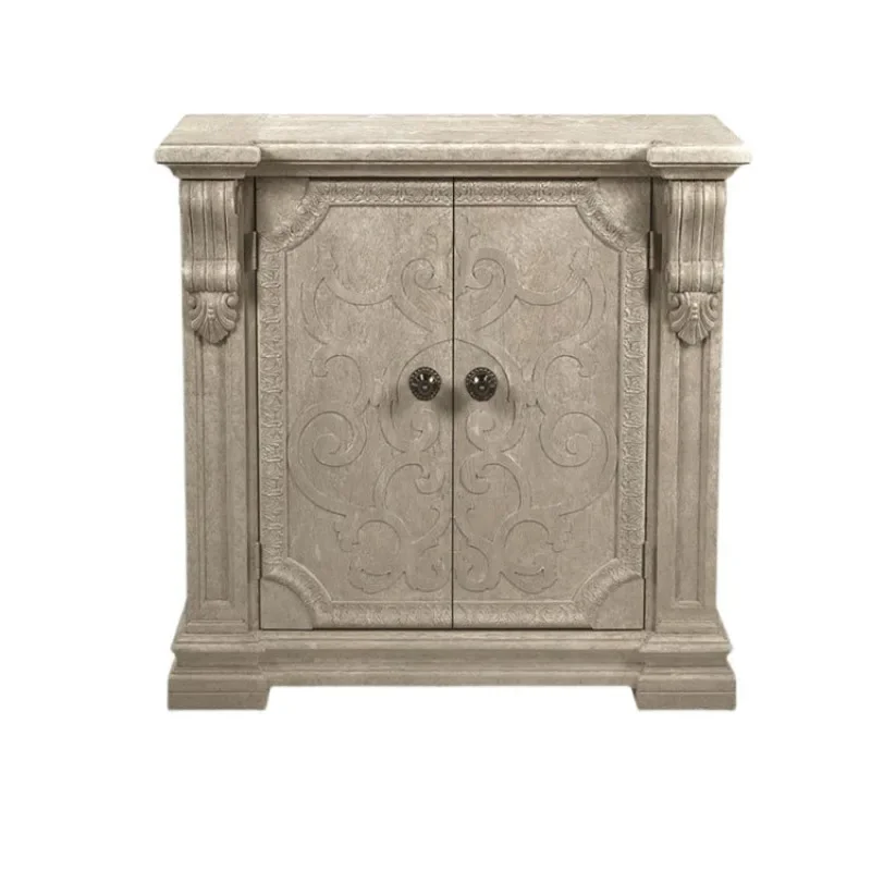 

American light luxury pure solid wood porch cabinet French retro old foyer cabinet modern simple small apartment
