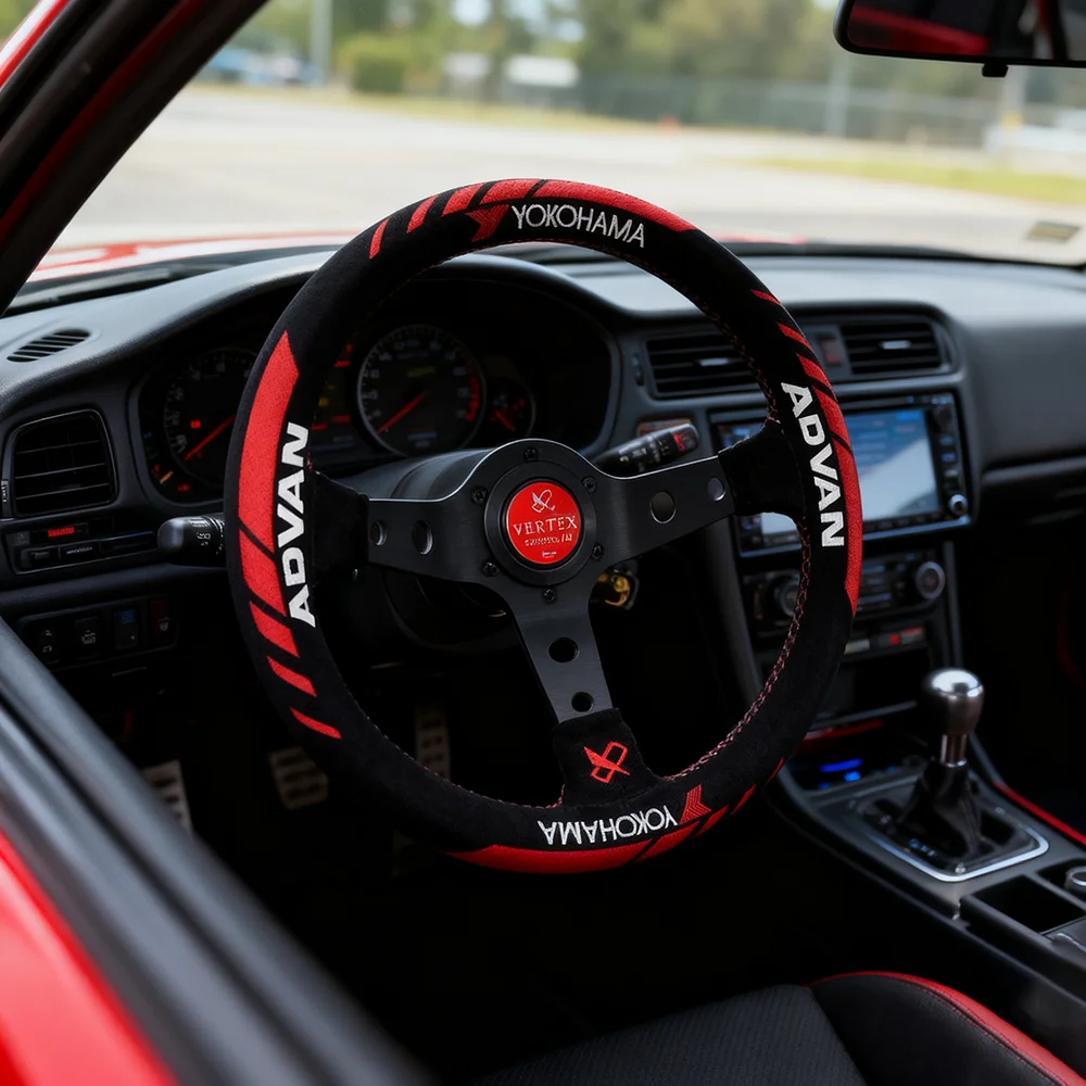 VERTEX 330MM Collaboration Steering Wheel 330mm Suede Leather Red Line Racing Steering Wheel in Formula Drift Jp 2022