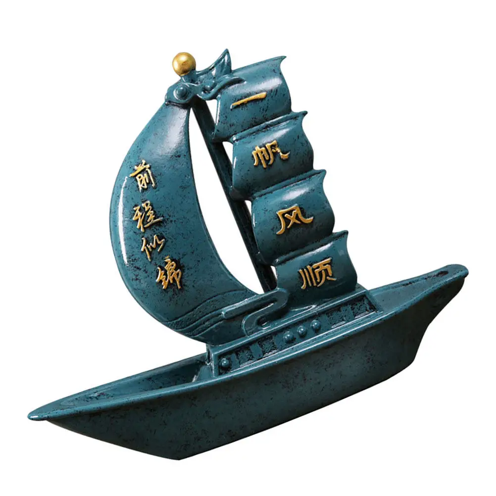 High Grade Resin Sailboat Decoration Classic Sailboat Ornament for Desk Shelf Tabletop Home Office Hotel Decor Creative Gift