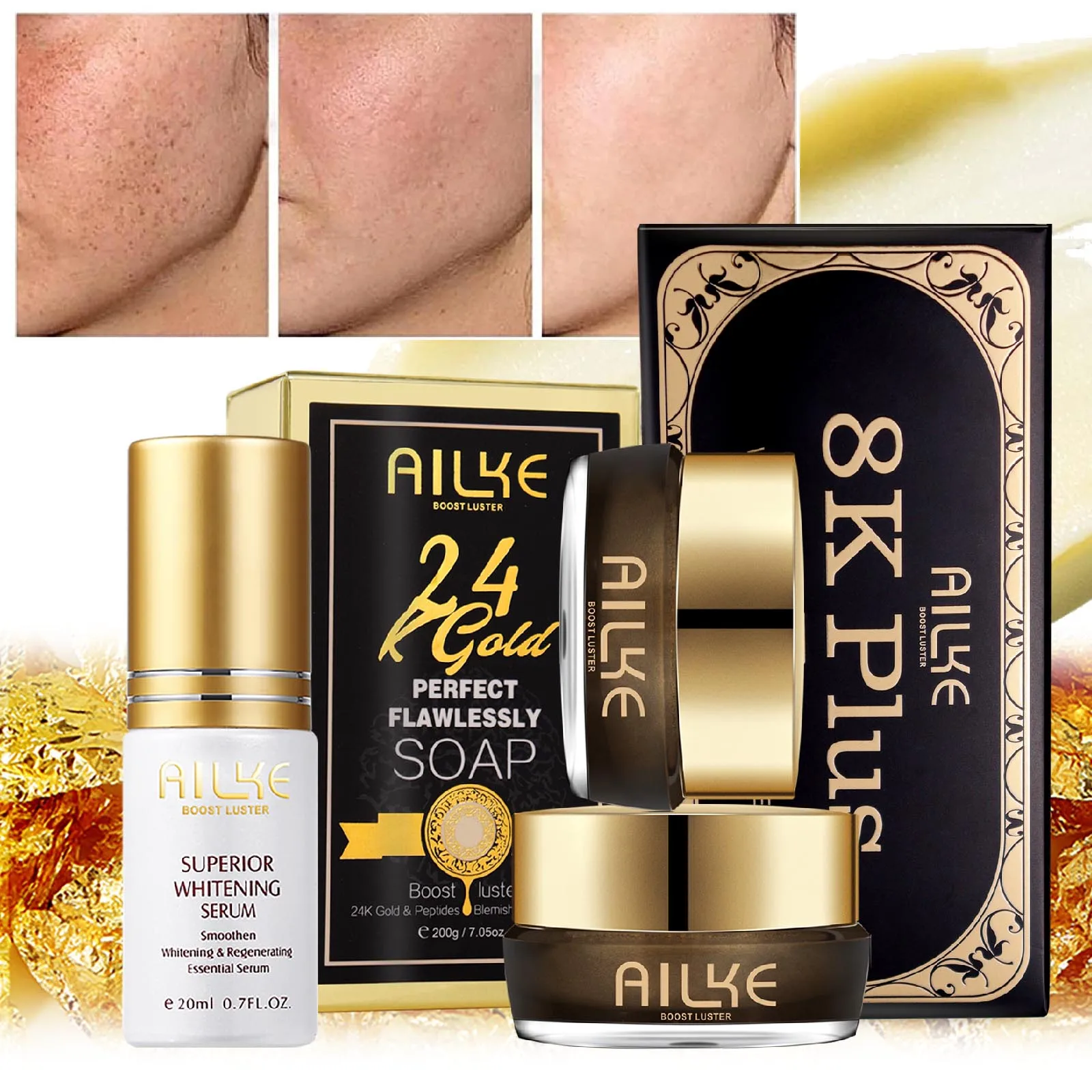 

AILKE Whitening Skin Care Set, Lightening, Deeply Clean Skin, Anti Melanin, Dark Spots, Acne, Even Skin Tone, For Women and Men