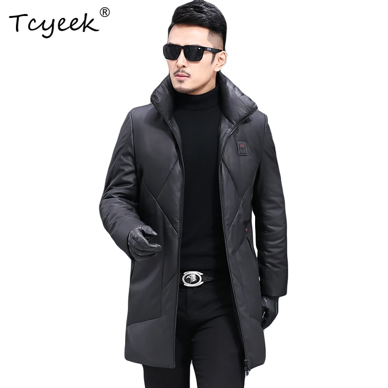 

Tcyeek Real Sheepskin Autumn Winter High End Trendy Stand Collar Black Men's Genuine Leather Jacket Chaqueta Cuero Hombre 가죽 자켓