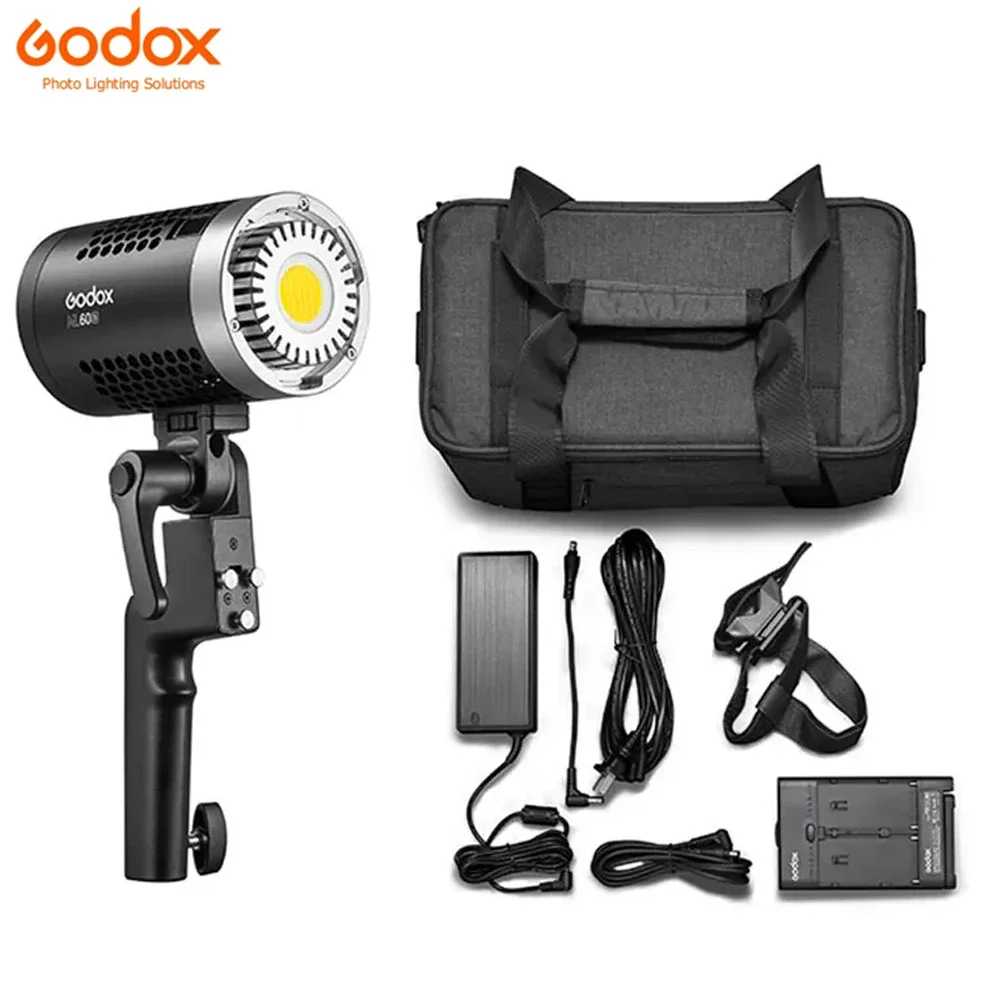 

Godox ML60Bi ML60 Bi 60W Bi-Color LED Light Silent Mode Portable Brightness Adjustment Support Li-ion Outdoor LED Light