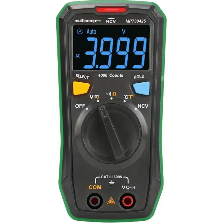 MULTICOMP PRO MP730425 Handheld Digital Multimeter, AC/DC Voltage, Resistance, Temperature, 3.5, 4000, Auto, Manual