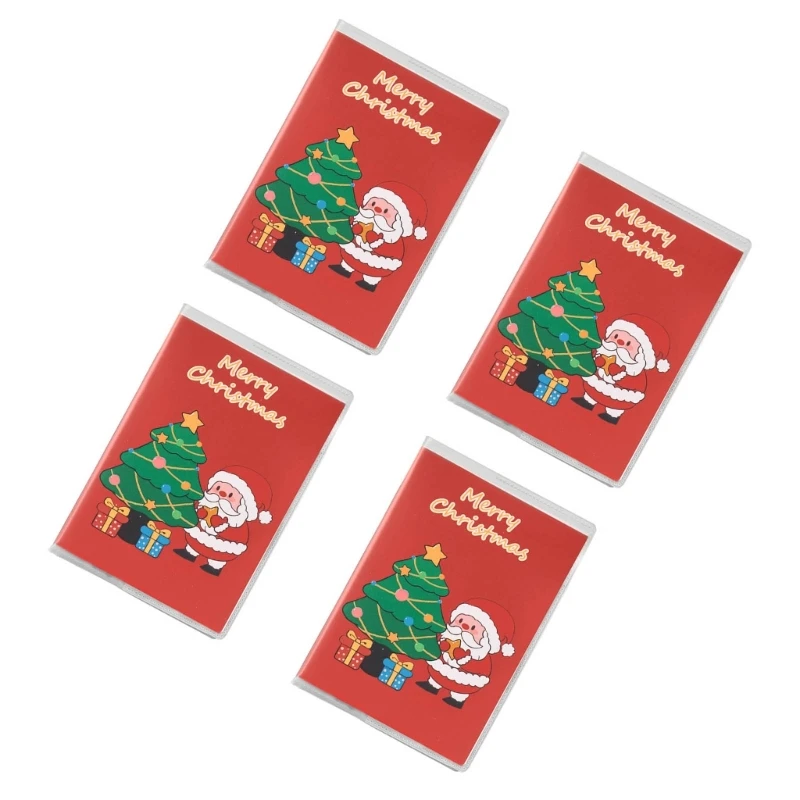 4Pcs Pocket Notebook Christmas Themed Notebooks Small Notepads Journal 128Pages