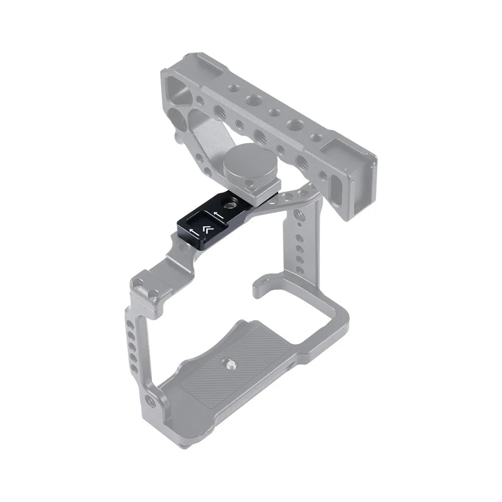Aluminum Adapter Plate 1/4-20 Thread To Cold Shoe Mount With Anti-Drop Rail For Camera Cage Rig Microphone Light Accessory