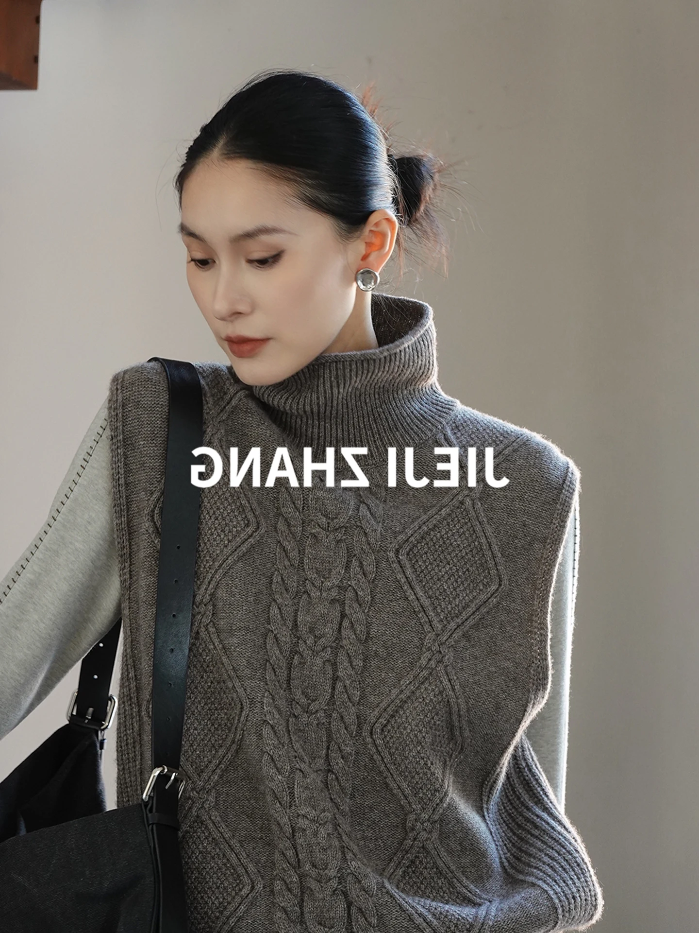 

Вязаный жилет с высоким воротником Lazy Sle, однотонный свитер Turtlene, повседневный топ с цветочным дизайном для женщин, уникальный многослойный топ