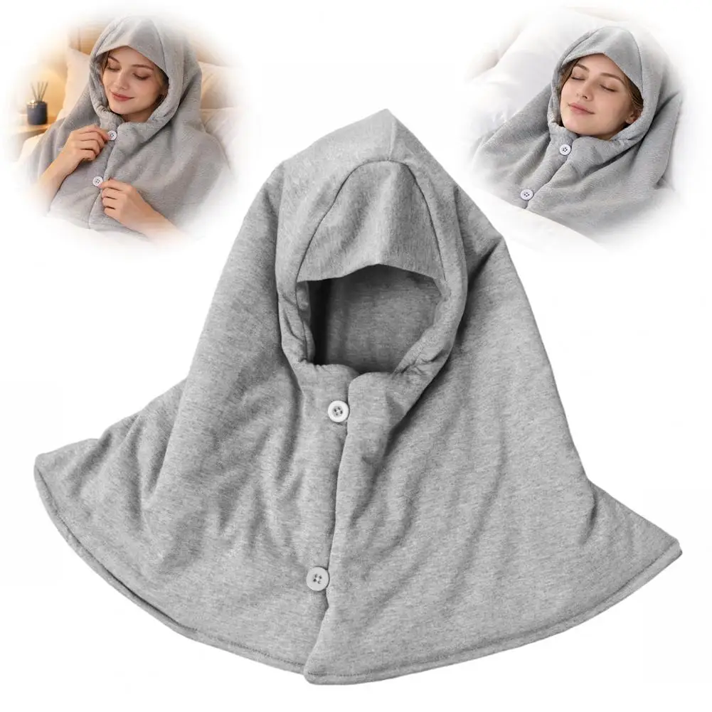 Soft Cotton Night Cap Cotton Sleep Hood Cap with Adjustable Buttons Warm Thermal Head Neck Shoulder Cover for Men for Sleeping