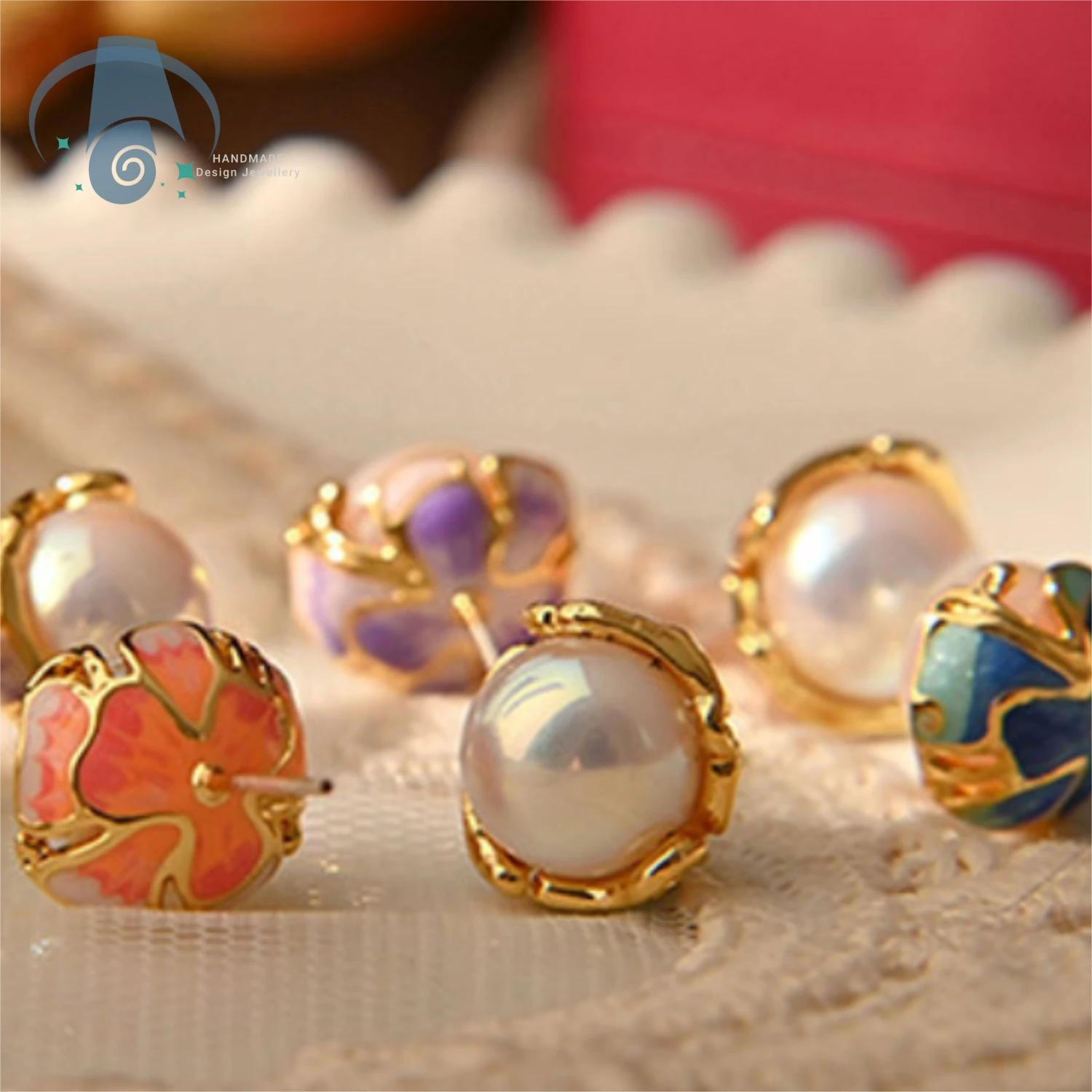 Enamel Flower Freshwater Pearl Earrings Chinese Style Delicate Stud Earrings For Women High Grade Versatile Party Gift
