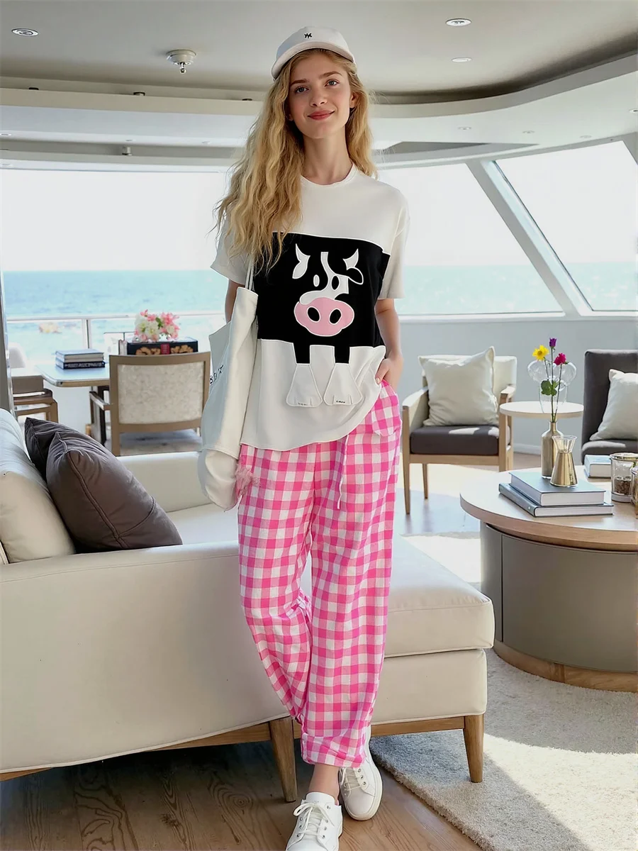 กางเกงผู้หญิง ดีไซน์หรูหรา สีฟ้าชมพู แต่งระบาย ดีเทลตกแต่ง ดีไซน์สำหรับงานเลี้ยงกลางคืน งานพิเศษ แฟชั่นทันสมัย สไตล์ OL