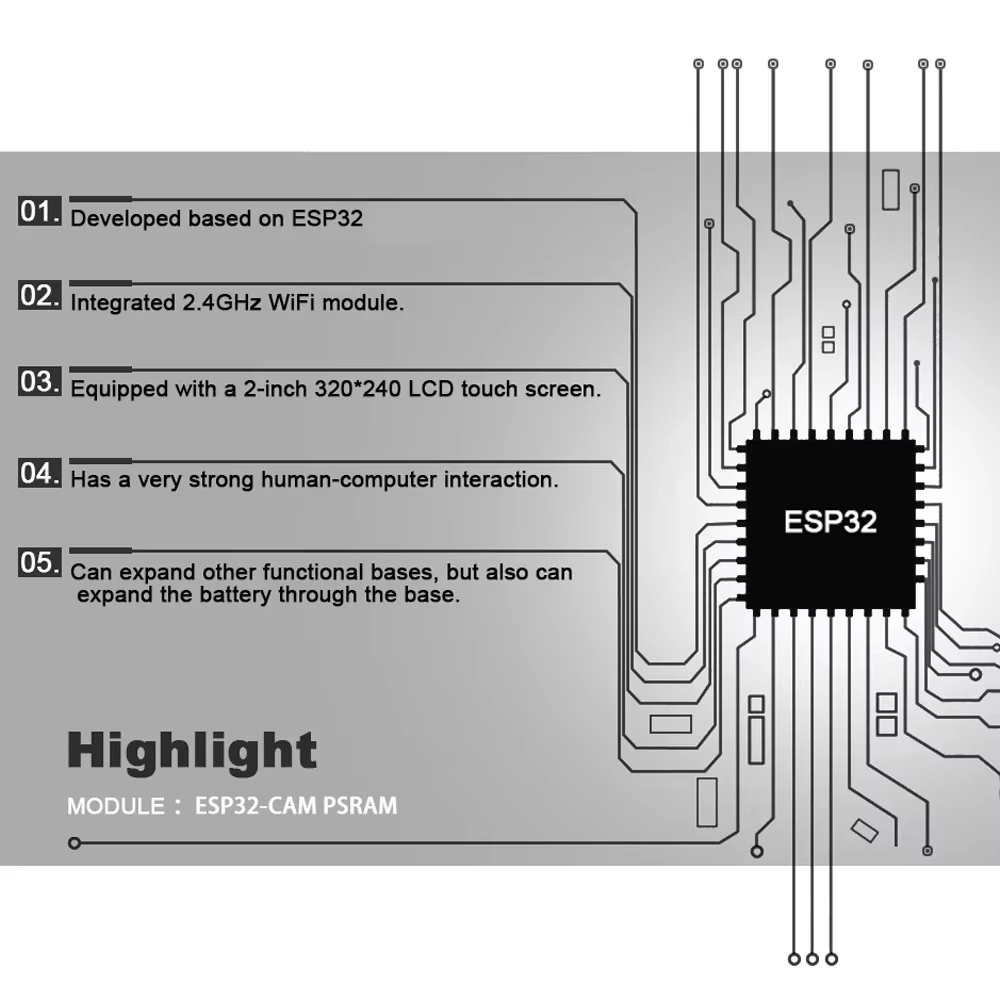 Carte de développement ESP32, Module WIFI BT 2.4G avec écran LCD de 2 pouces, ESP32-Box Cube-1 type-c 8 mo RSRAM 16 mo Flash