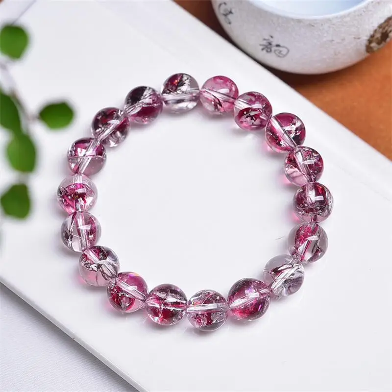 

11,5 мм натуральный красный перьевой кварцевый браслет из бисера ручной работы ювелирные изделия с кристаллами эластичный браслет детский подарок на день рождения 1 шт.