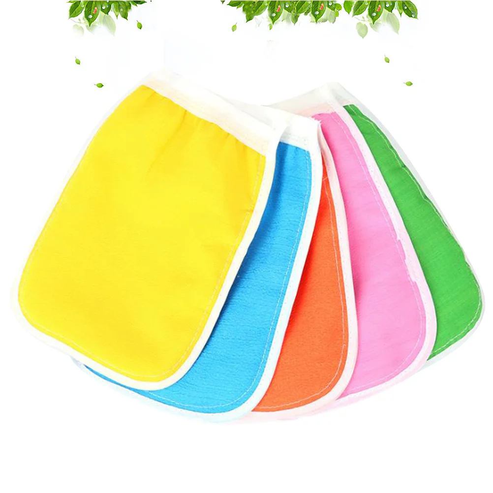 

5Pcs Exfoliating Gloves Suitable Size Unisex Clean Pores and Cuticle for Bath Shower (Mixed Color) Rubbing Gloves