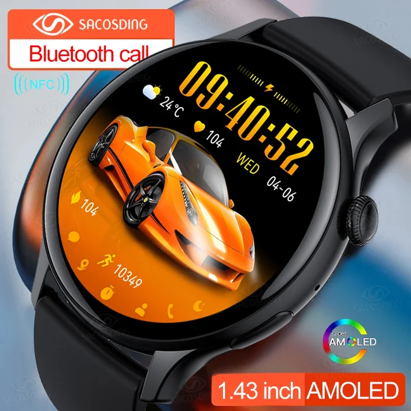 

2024 Bluetooth Call Ladies Smart Watch Men AMOLED 466*466 HD Screen Always Display Watches Custom Dial NFC SmartWatch For Xiaomi