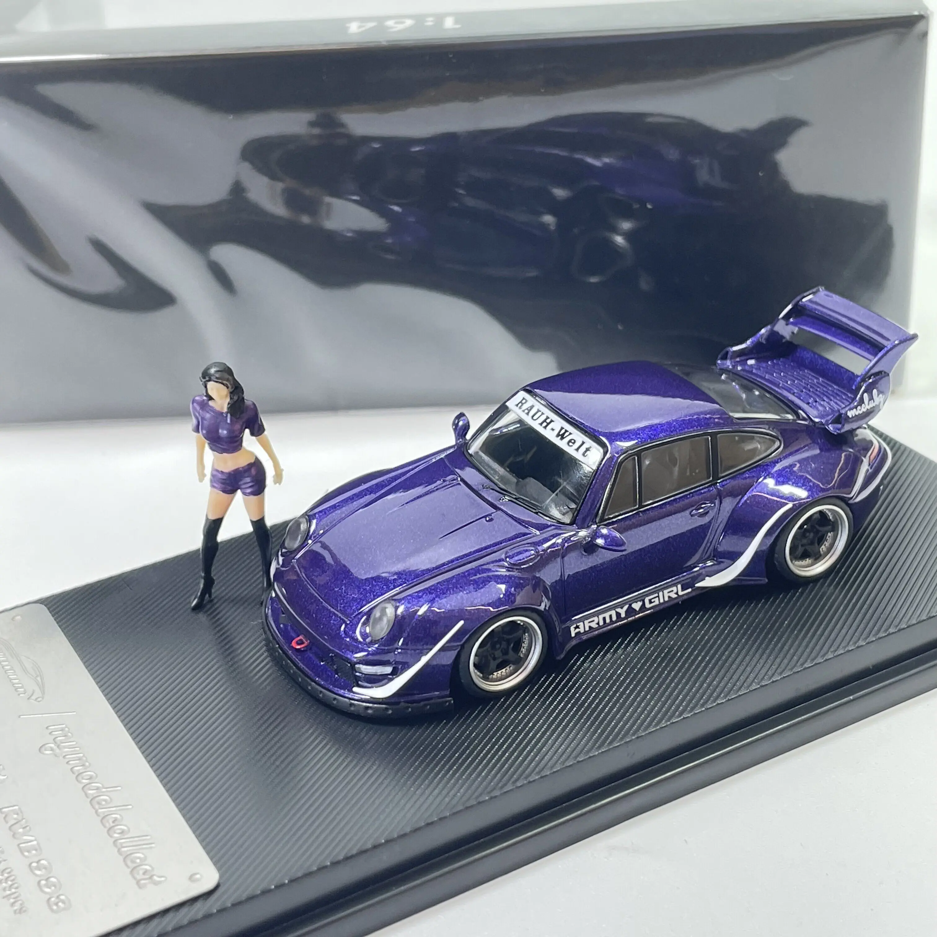 

Diecast MC Porsche RWB 993 Purple Bring A Doll 1:64 Scale Alloy Car Model