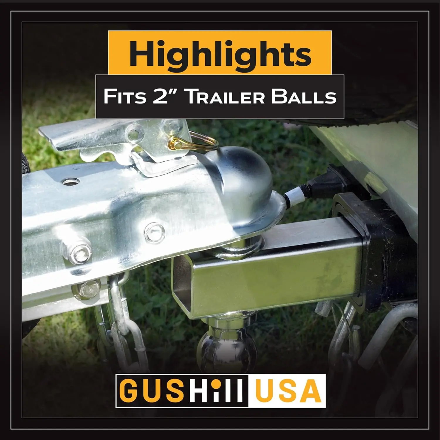 USA GH 25153 وصلة مقطورة اللسان المستقيمة لقناة 2 بوصة، كرة وصلة 2 بوصة، 3500 رطل، طلاء الزنك #4