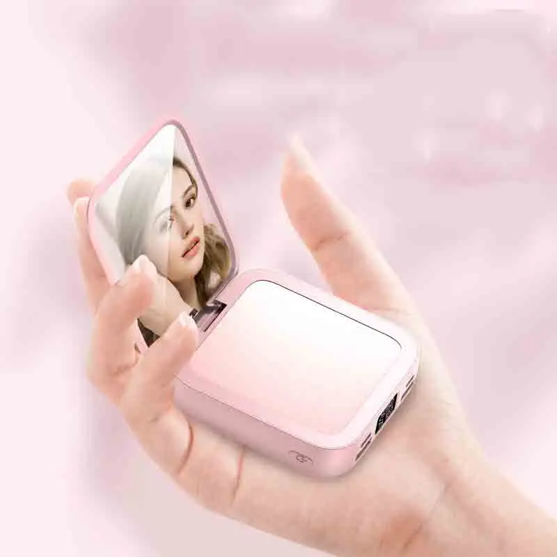 باور بانك 20000 مللي أمبير في الساعة مع مرآة مكياج، شاشة ديجيتال قابلة للفصل، بطارية خارجية، كابل مدمج لهاتف آيفون وسامسونج #4