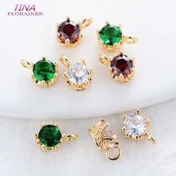 6PCS 6*10MM 14K Real Gold Color Plated Brass with Zircon Charms Pendants High Quality Diy Jewelry Accessories