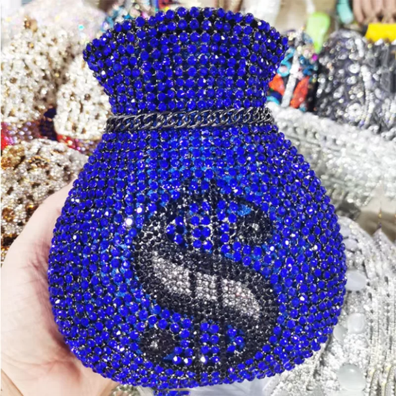 

Blue Rhinestone Bags Clutch Evening Bags For Formal Party Rhinestones Handbags Crystal Clutch Purse Wedding Day Clutches Bag
