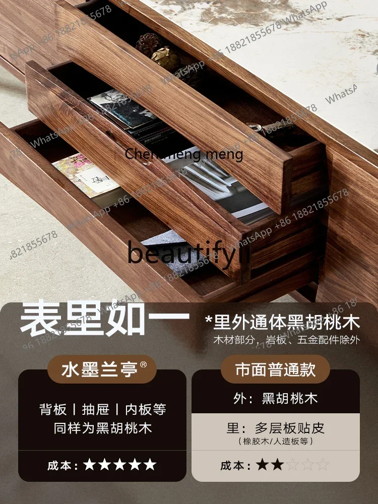 

2003North American black walnut solid wood TV cabinet rock slab TV locker living room Italian minimalist floor cabinet