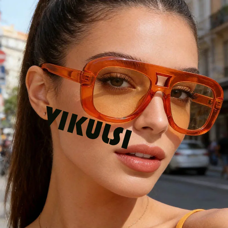 

Винтажные солнцезащитные очки в толстой квадратной оправе для женщин, модные оранжево-желтые солнцезащитные очки для вождения и активного отдыха, защита от УФ400