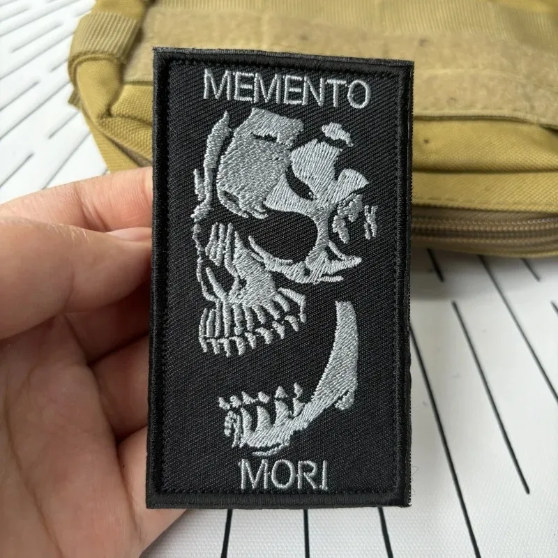 Memento Mori Skull Morale Badge Embroidered Patch for Clothing Military Outdoor Tactical Hook and Loop Backpack Stickers