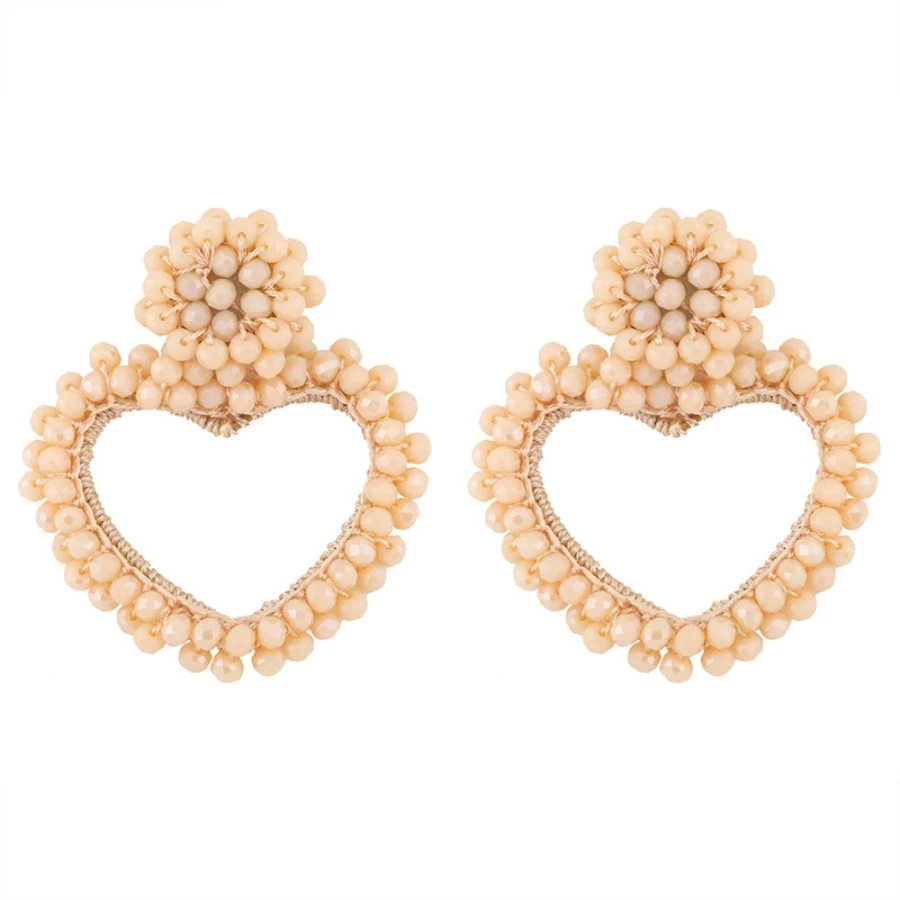 INKDEW Heart Shape Drop Earrings For Women Beads Handmade Threading Crystal Big Long Earrings Jewelry Gift EA078