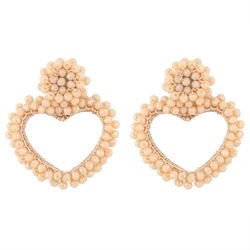 INKDEW Heart Shape Drop Earrings For Women Beads Handmade Threading Crystal Big Long Earrings Jewelry Gift EA078