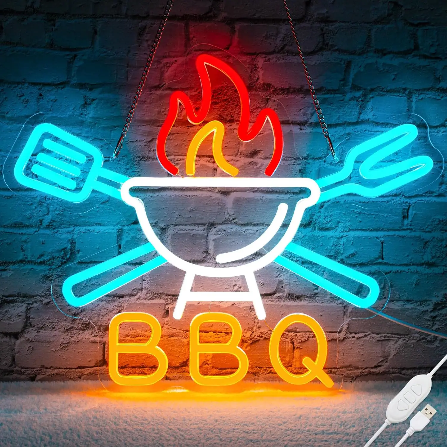 

15.7x12.5" BBQ Barbecue Neon Signs LED Light Wall Decor Beer Pub Party Club Shop Restaurant Showcase Window Camping Camp Picnic