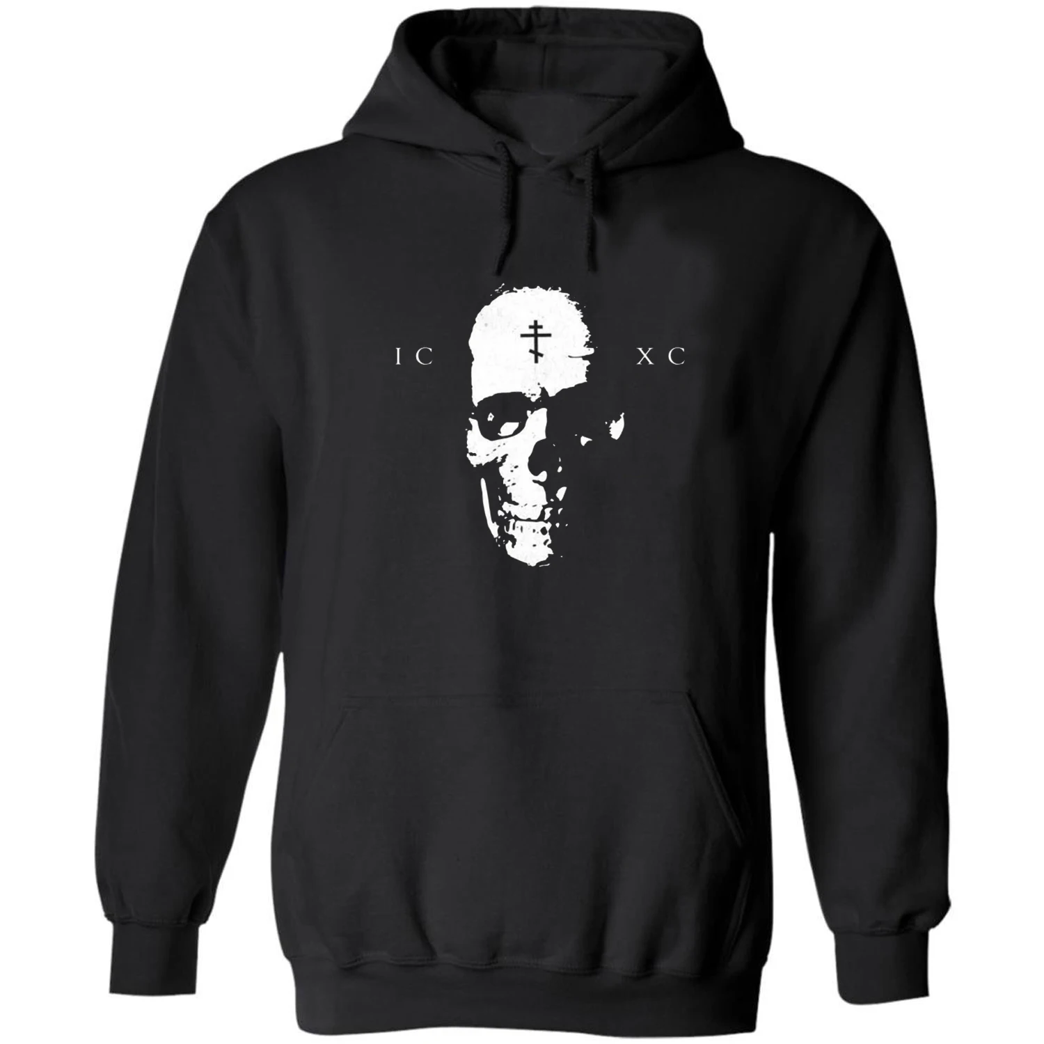 

ICXC Christian Orthodox Skull Divine Liturgy Orthodox Church Gift Pullover Hoodie 100% Cotton Casual Mens Sweatshirt Streetwear