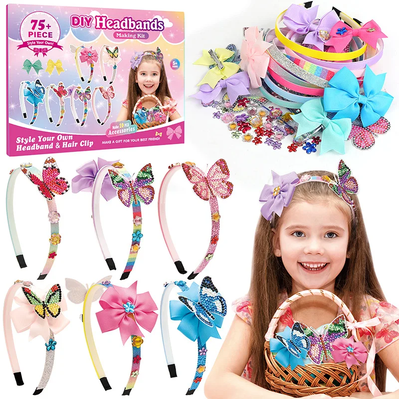 

Diamond Butterfly Headband, Cartoon Girl Hair Accessory Headwear, Handmade Toy Material Set, Cultivating Baby's Hands-on Ability