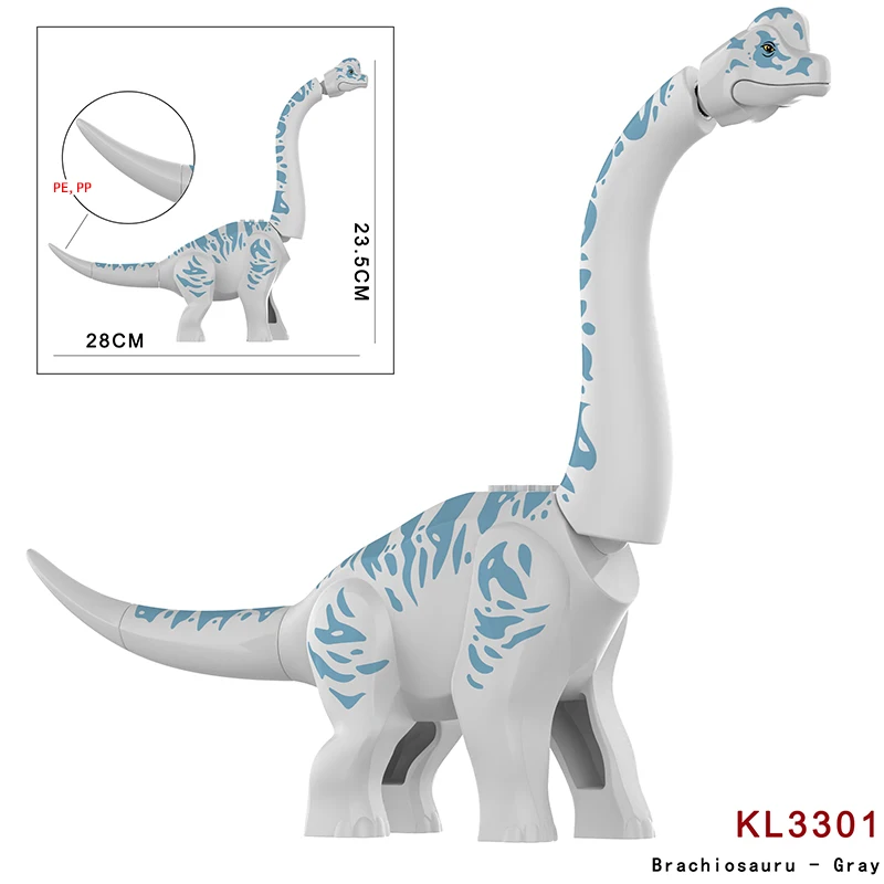 MOC Jurassic Dino World Grey brachiosaurus Building Kits Bolcks Bricks Dinosaurs Park figures Toys kids gifts