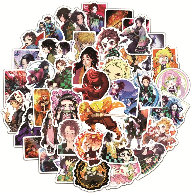 100pcs Varied Anime Stickers One Piece Demon Slayer Dragon Ball Haikyuu Cute Sticker Pack Laptop Skin Waterproof Phone Case