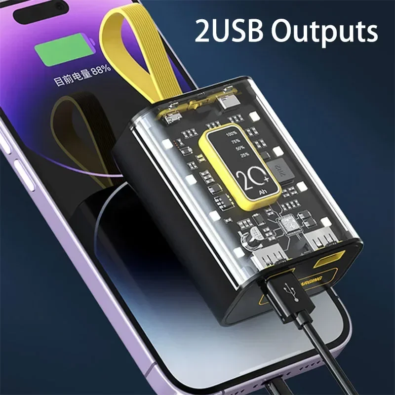 

Portable 20000mAh Mini Power Bank Charger Fast Charging External Battery Pack 8LED for Outdoor Travel Camping iPhone Xiaomi LG