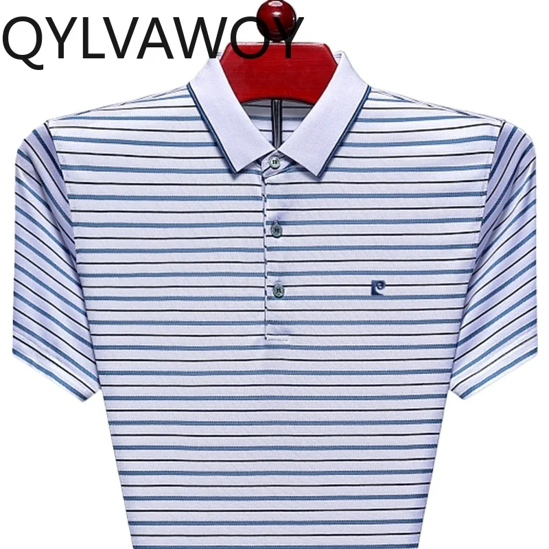 QYLVAWOY 100% Polyester Men's Summer New High-End Real Short-Sleeve T-Shirt Polo Shirt with Lapel חולצת פולו גברים LJ2113