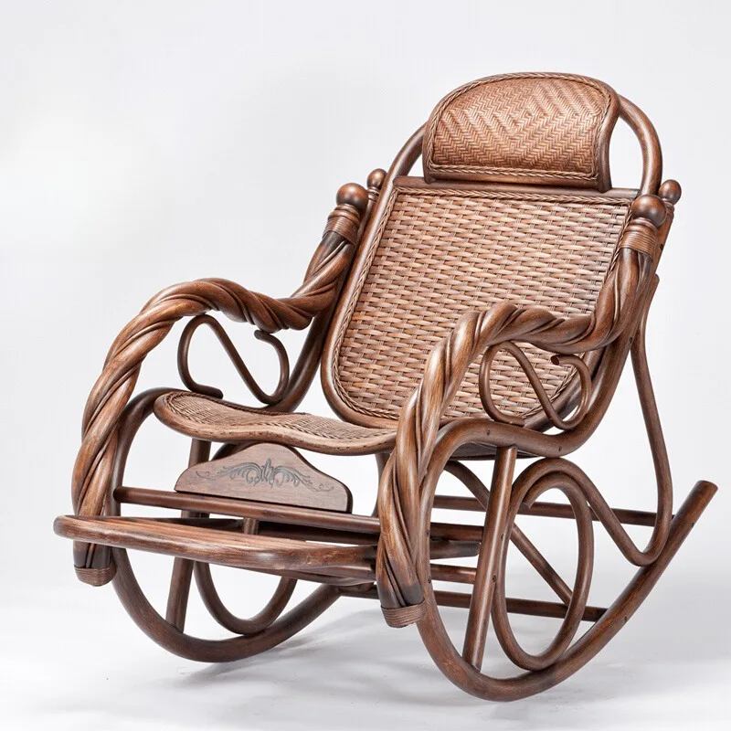 Rocking Chair Reclining Chair Adult Rattan Chairs Full Rattan Household Rattan Lazy Chair Leisure Happy Chairs Rocking Chairs