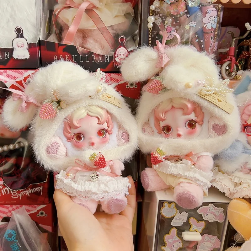 Sp terceira geração abraço fantasma roupas de bebê crâniopanda morango roupas de bebê conjunto artesanal 10cm coelho orelha cabeça capa roupas