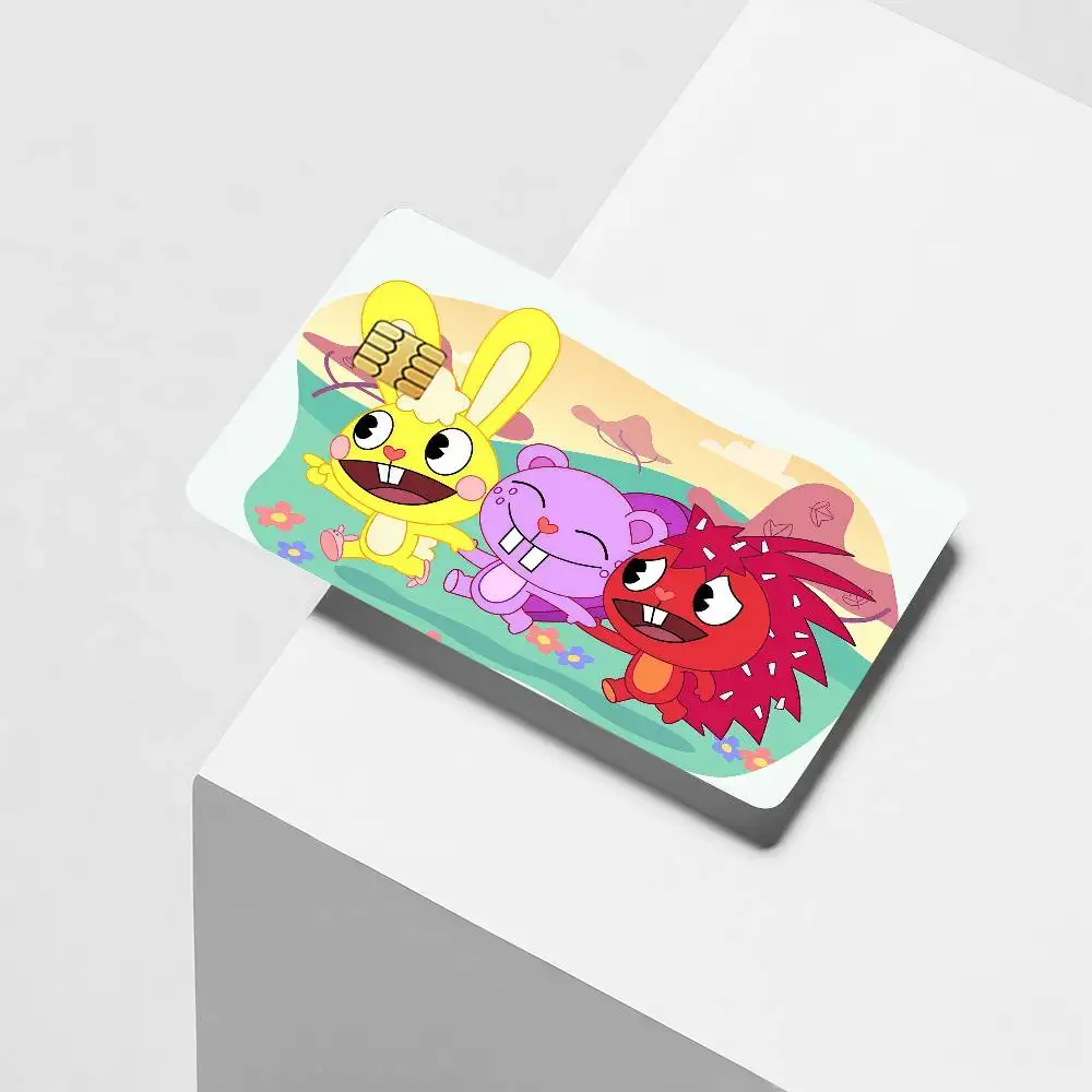 Cartoon H-happy T-tree F-friends Credit Card Decorative Card Stickers Suitable For Bank Cards Metro Transit Anti-scratch Gift