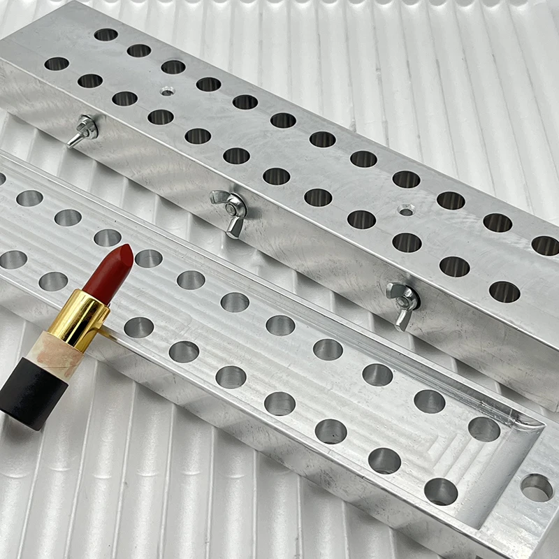 

Factory Custom 12.1mm Silver 24 Cavities Aluminium Lip Balm Lipstick Filling Mold 24 Holes Lipstick Filling Machine