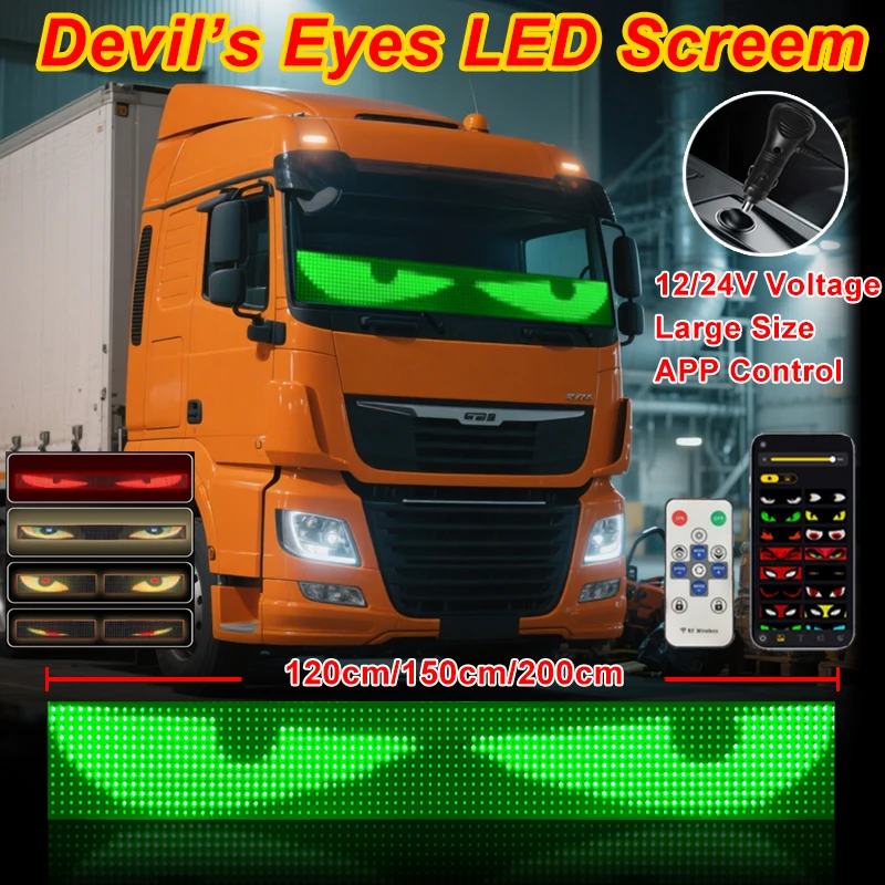 

1.2-2M Devil‘s Eyes LED Panel Matrix Screen Light APP Control Animation Display Screen Light for Car Truck Windshield Decoration