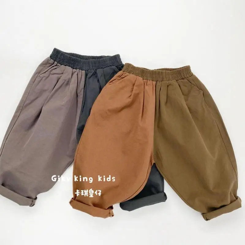 

2026 Spring New Children Loose Trousers Fashion Patchwork Kids Casual Pants Boys Girls Harem Pants Toddler Clothes
