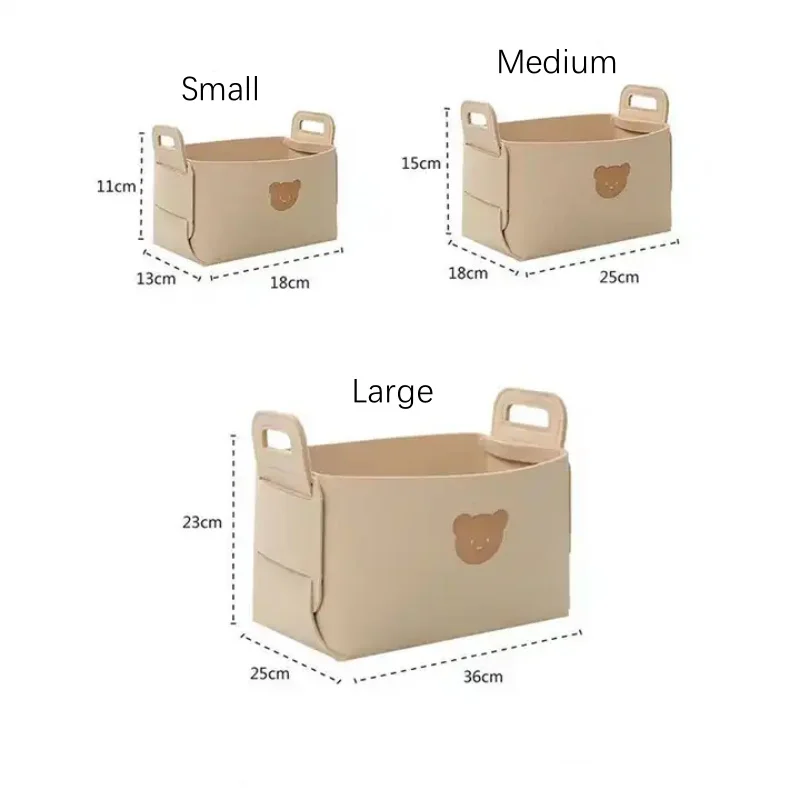 Bear Felt Storage Basket Foldable Cosmetic Storage Basket Desktop Storage Box Snacks Toys Storage Basket Dirty Clothes Basket