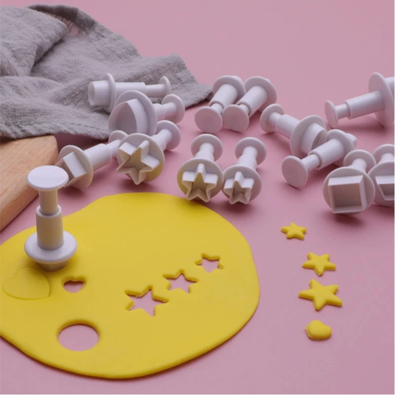

3-12Pcs Geometry Cookie Cutter Plastic Square Sugarcraft Decor Fondant Cutter Circle Star Cookie Mold Icing Sugar Baking Tools