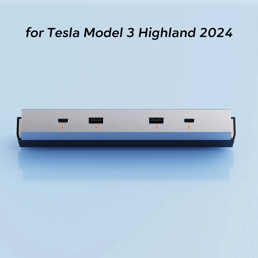 For Tesla Model 3+ Highland 2024 65W Expansion Dock Central Control Charging Shunt USB HUB Accessories Extender Fast Intelligent