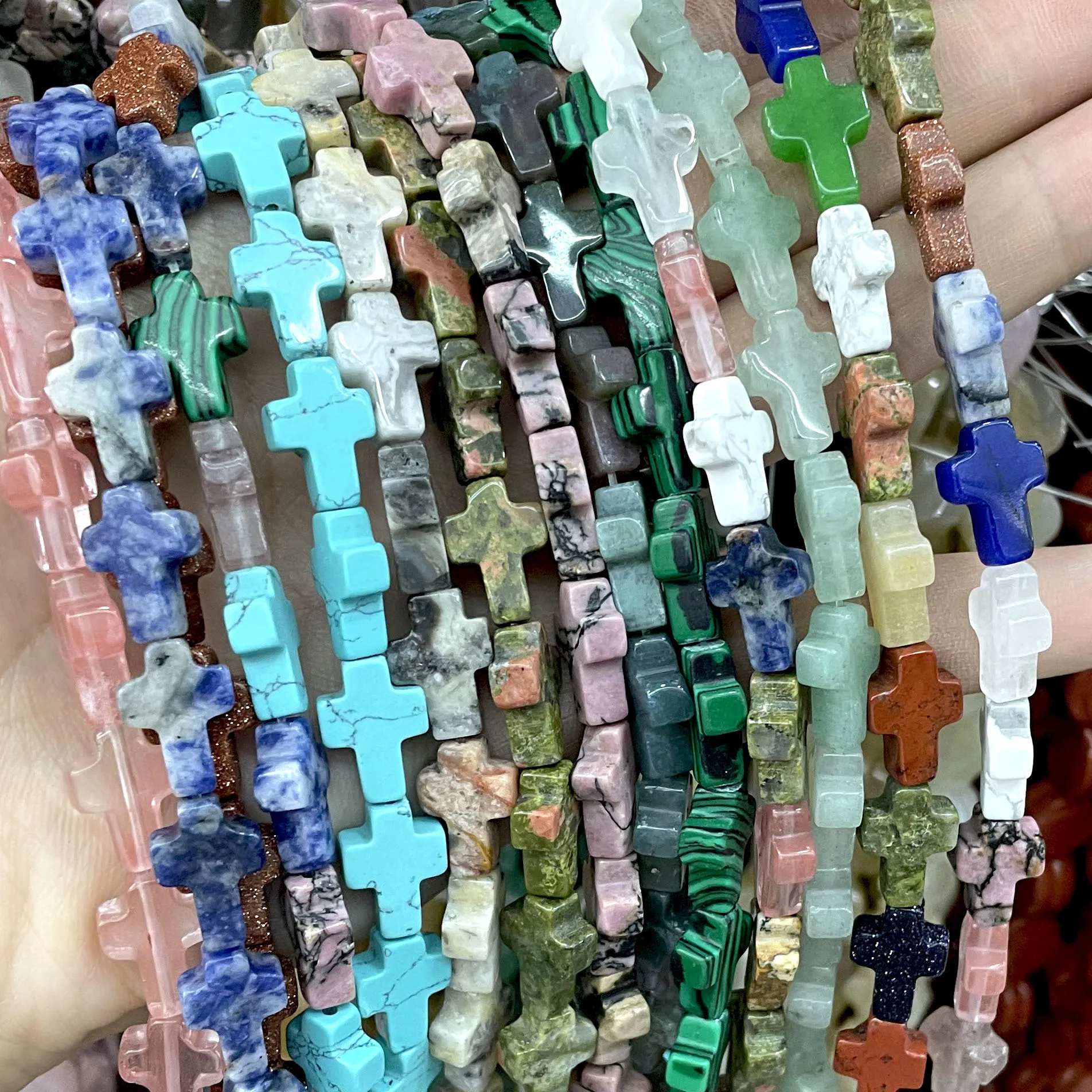 10X14MM Naturstein Kreuz Form Achate Quarz Türkisen Spacer Perlen Für Schmuck Machen DIY Armband Halskette Zubehör