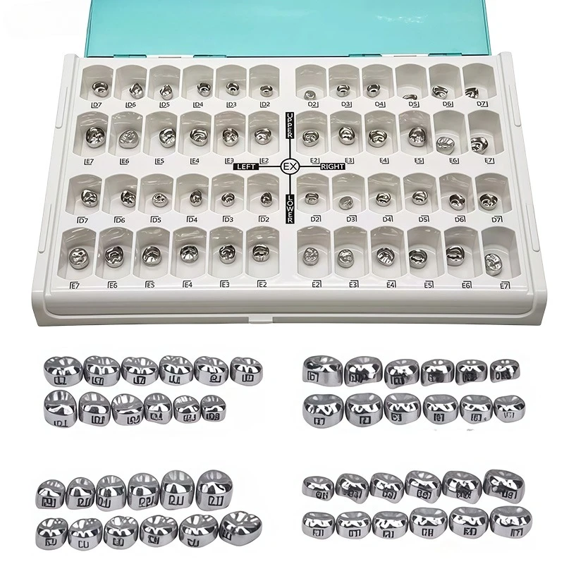 

Stainless Steel Prefabricated Crowns for Primary Teeth Temporary Crown Materials for Children and Filling and Molding Crown Kits