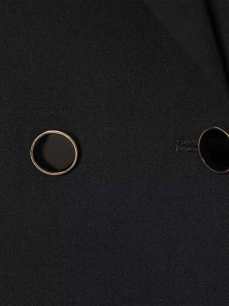 Europejski i amerykański styl, zimowy nowy trend w modzie, damska odzież, uniwersalna mini sukienka z efektem marynarki.